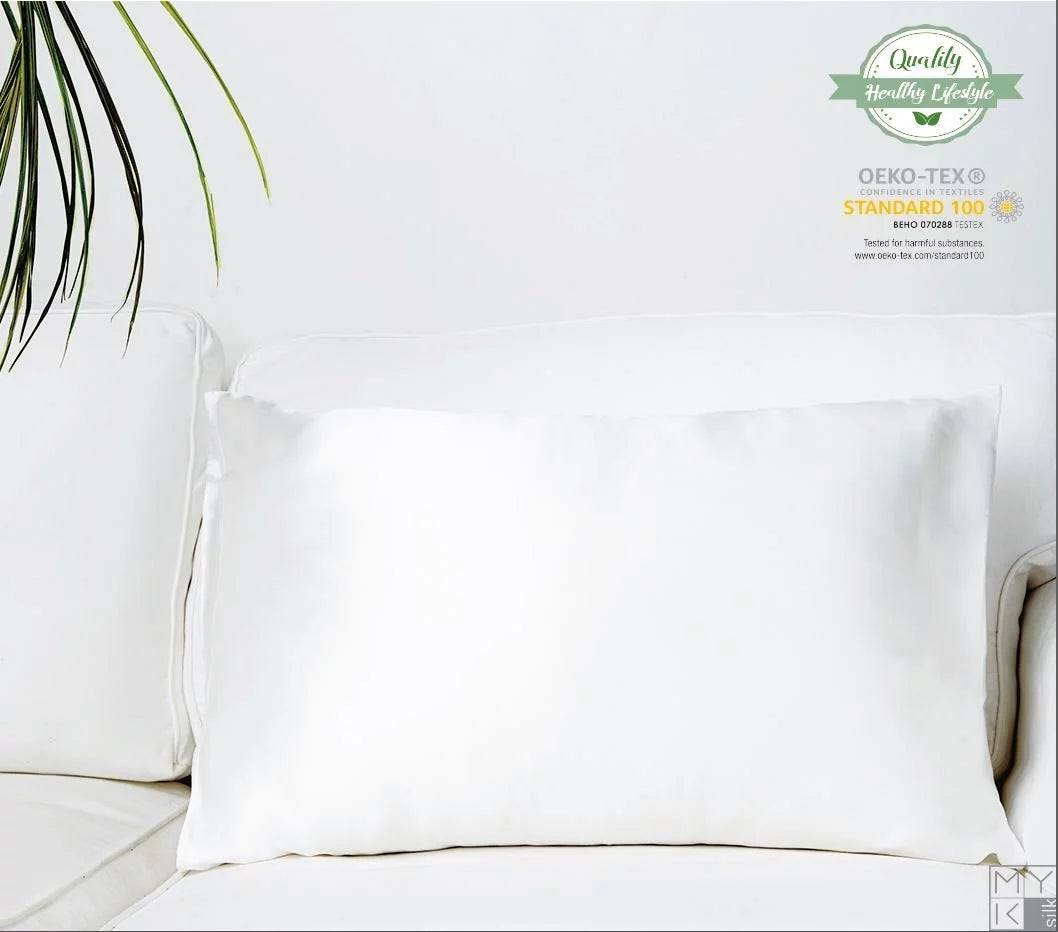 100% Pure Natural Mulberry Silk Pillowcase, 19 Momme Standard Size, Pearl White, 1pc I108845