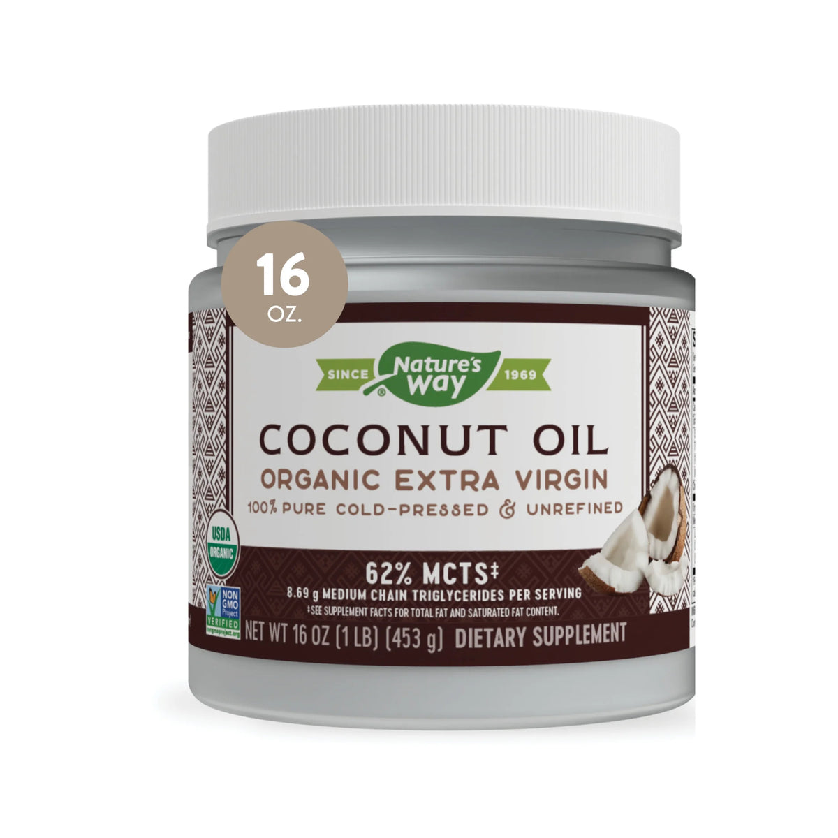 Organic Extra Virgin Coconut Oil, Cold-Pressed & Unrefined, 16 Fl Oz Z4681