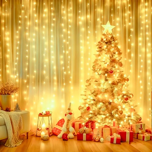 2 Packs LED Curtain String Lights 8FT x 7FT Waterproof Warm White N131