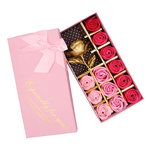 18 PCS Floral Scented Bath Soap Rose Flower Petals Plant Essential Oil Rose Soap Set (Pink) E66157