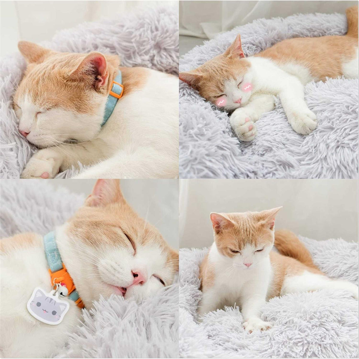 Washable Soft Plush Donut Cat and Dog Bed T7900