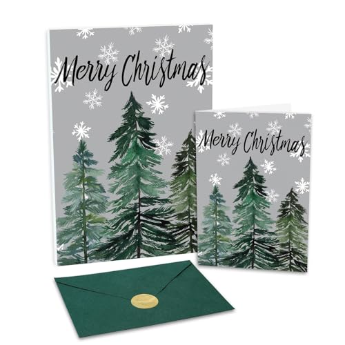 24 Watercolor Christmas Greeting Cards with Envelopes & Stickers F7598