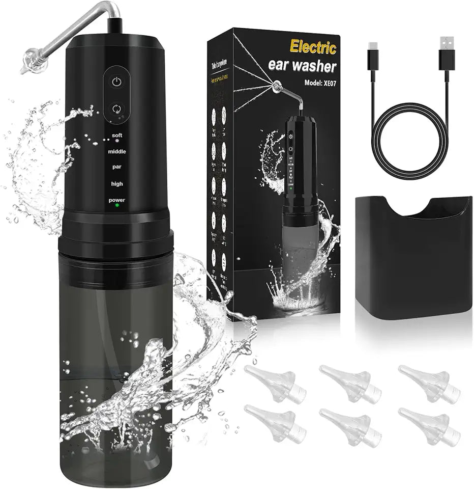 Electric Ear Irrigation Flushing System with 4 Pressure Modes Black Q381