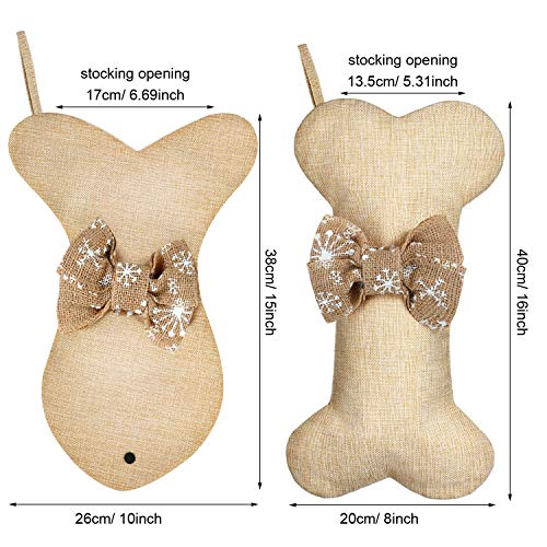 2 Pcs Dog Christmas Stocking with Bow Knot Z35916