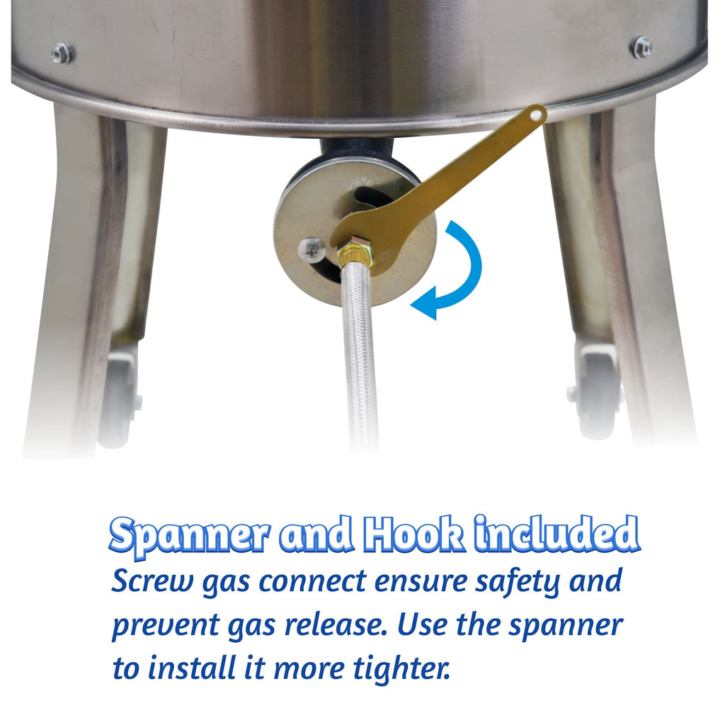 Stainless Steel Propane Burner Turkey Fryer with Wheels 200,000 BTU H286830