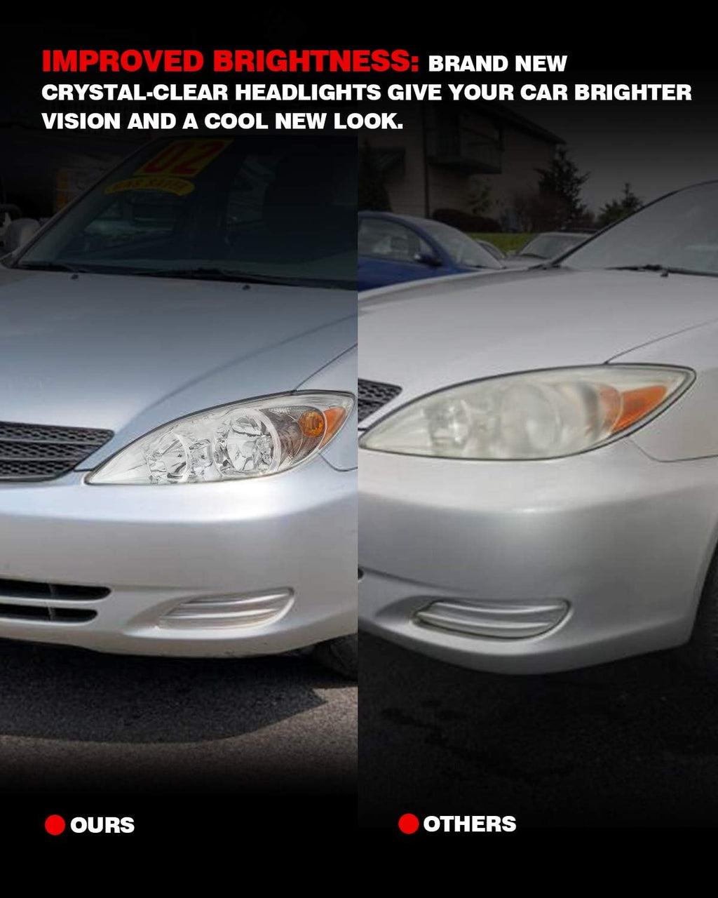 Replacement Headlight Assembly for 2002-2004 Camry Amber Reflector Clear Lens Driver & Passenger Side K350010