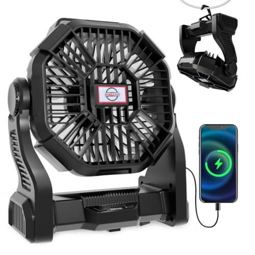 Portable Rechargeable Camping Fan with LED Lantern U42623