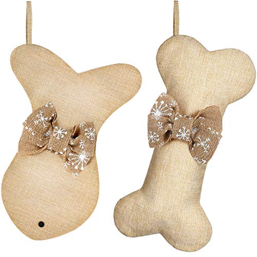 2 Pcs Dog Christmas Stocking with Bow Knot Z35916