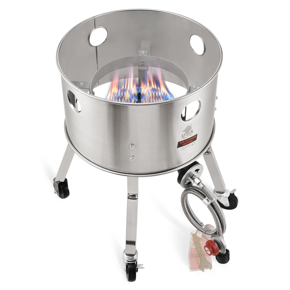 Stainless Steel Propane Burner Turkey Fryer with Wheels 200,000 BTU H286830
