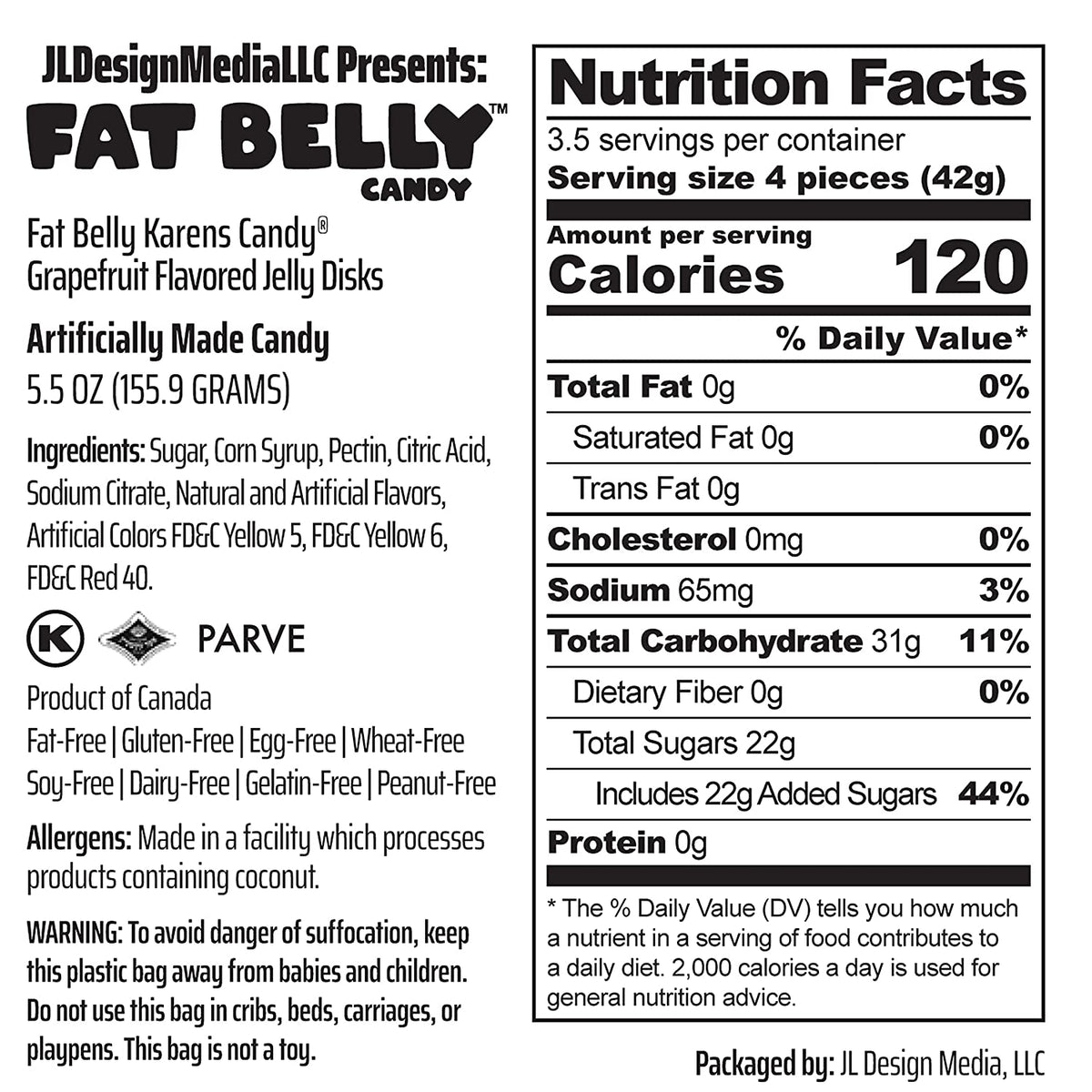 Grapefruit Flavored Fat Free Fruit Jelly Discs Candy W111