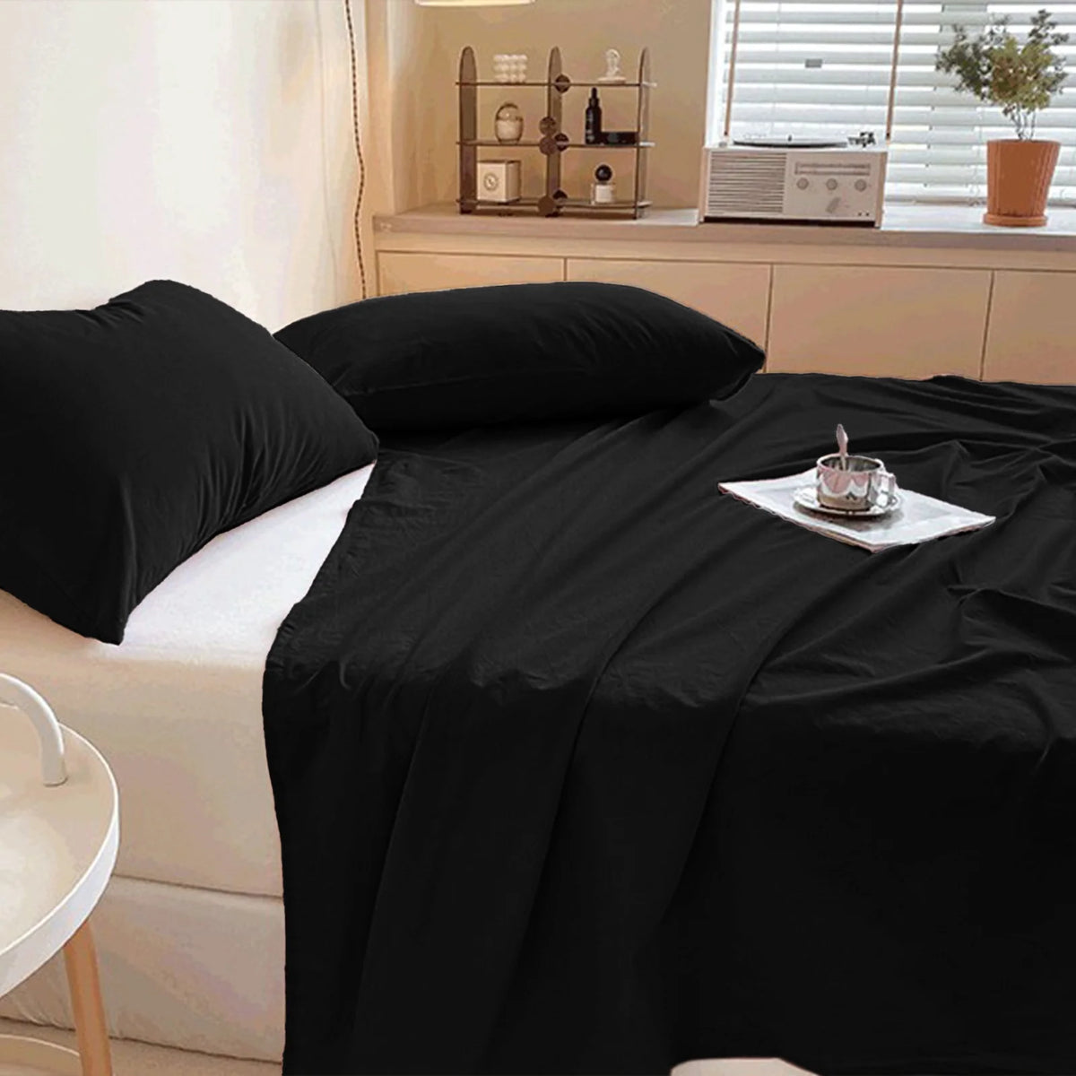 King Size Microfiber Sheets, Black C888
