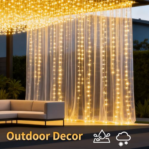 2 Packs LED Curtain String Lights 8FT x 7FT Waterproof Warm White N131