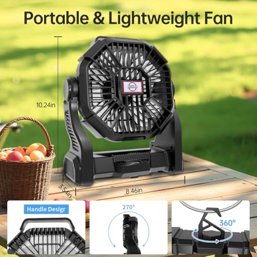 Portable Rechargeable Camping Fan with LED Lantern U42623