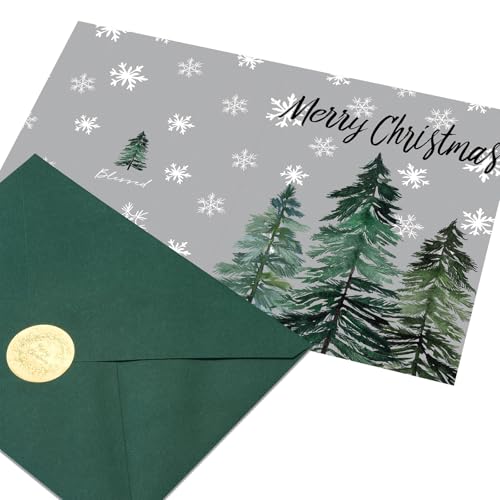 24 Watercolor Christmas Greeting Cards with Envelopes & Stickers F7598