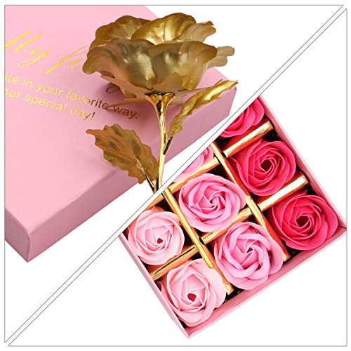 18 PCS Floral Scented Bath Soap Rose Flower Petals Plant Essential Oil Rose Soap Set (Pink) E66157