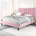 Full Size Platform Bed Frame with Velvet Headboard P865