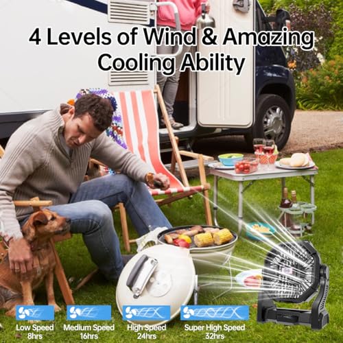 Portable Rechargeable Camping Fan with LED Lantern U42623