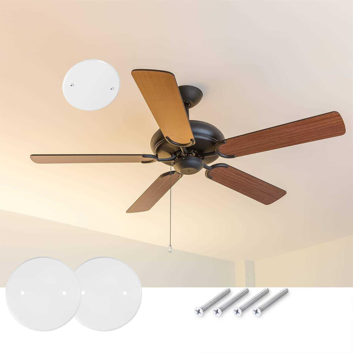4 Pack 5 Inch Metal Flat Round Ceiling Cover Plate with Screws K146