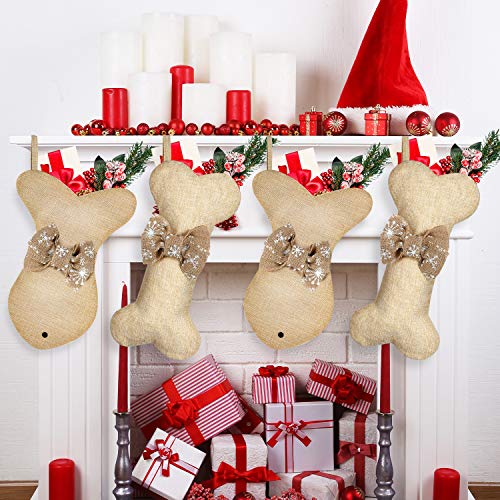 2 Pcs Dog Christmas Stocking with Bow Knot Z35916