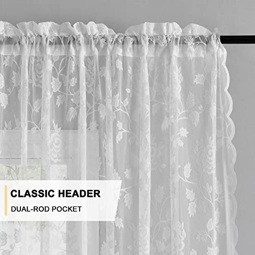 Grey Lace Curtains 84 Inches Long 2 Panels Set, 52 x 84 Inch G55272