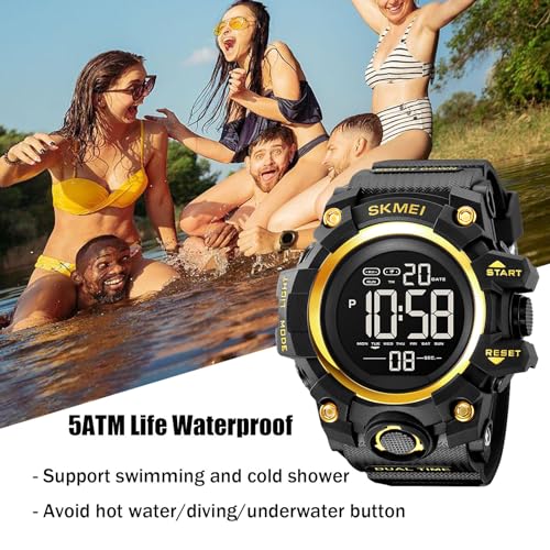 Large Face Digital Sports Watch with LED Backlight J566
