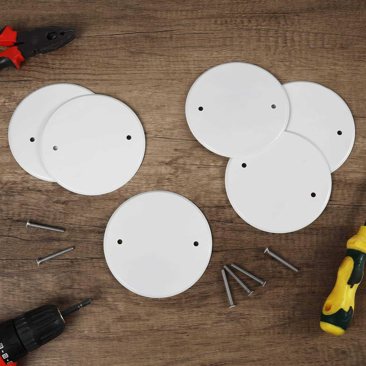 4 Pack 5 Inch Metal Flat Round Ceiling Cover Plate with Screws K146