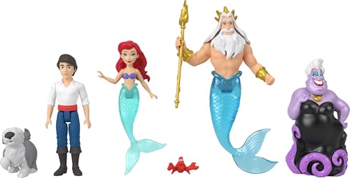 Ariel Mermaid Doll Story Set with 4 Small Dolls, 2 Animal Figures & 1 Accessory H480443