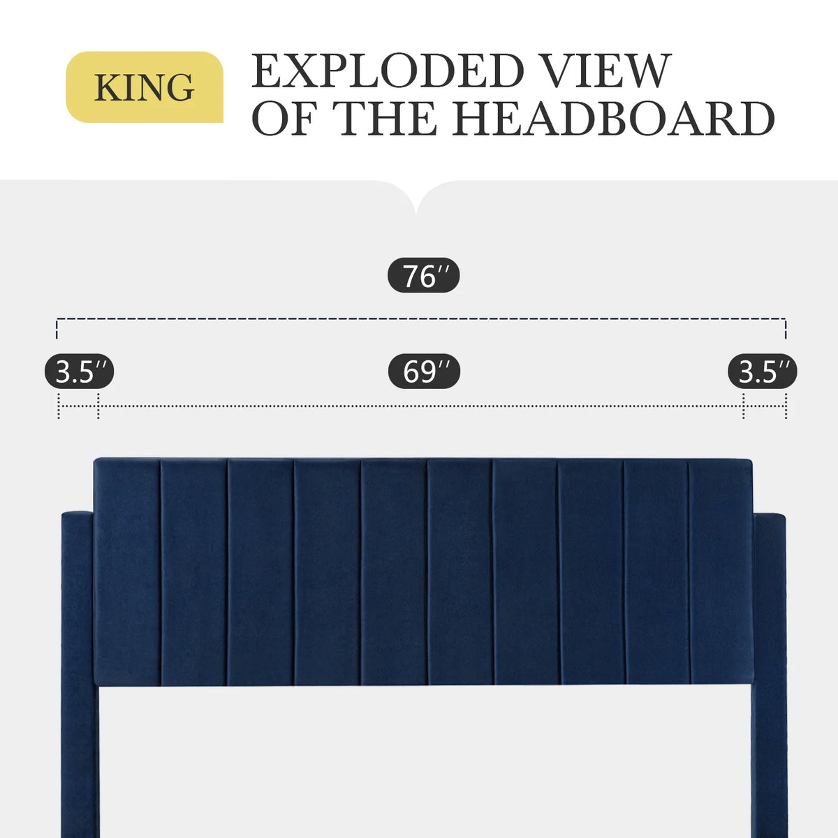 Full Size Platform Bed Frame with Velvet Headboard P865