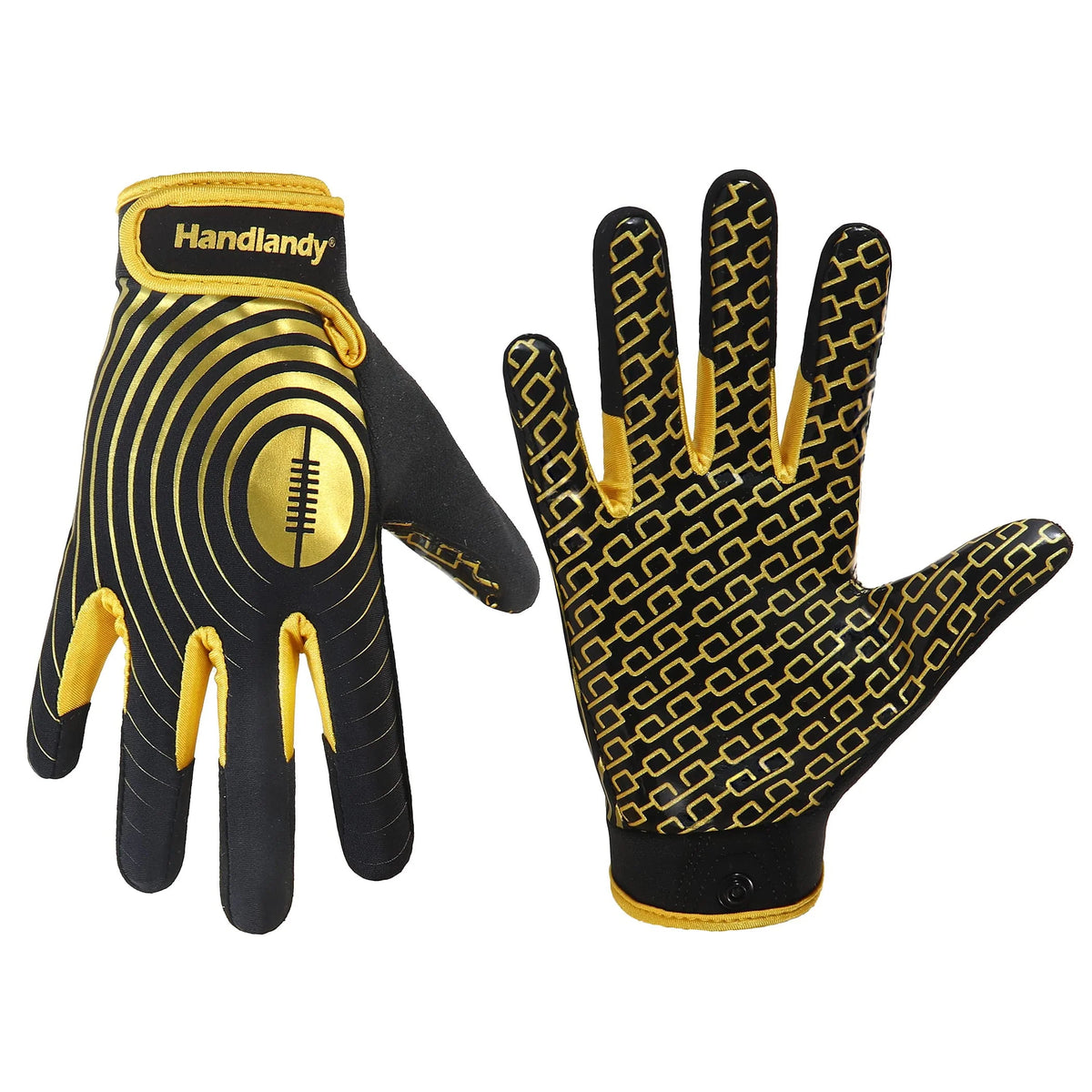 White and Gold Stretch Fit Football Gloves I58780
