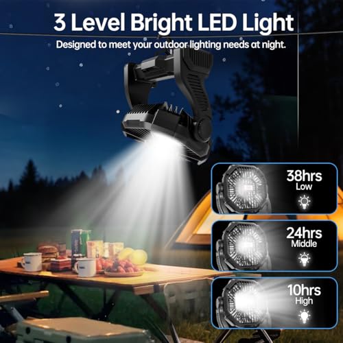 Portable Rechargeable Camping Fan with LED Lantern U42623