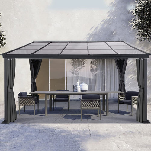 10 x 13FT Polycarbonate Hardtop Gazebo with Aluminum Frame S5632