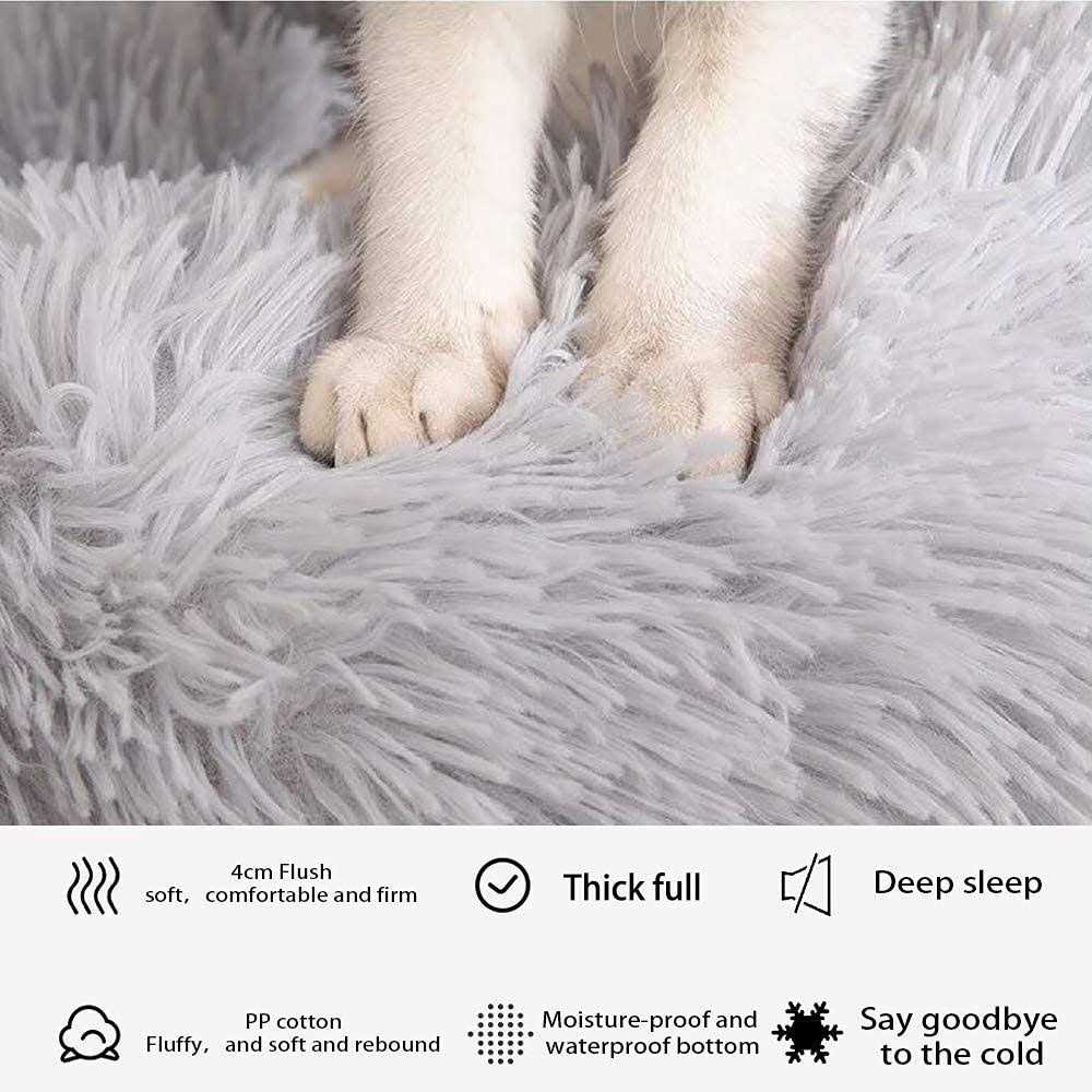 Washable Soft Plush Donut Cat and Dog Bed T7900