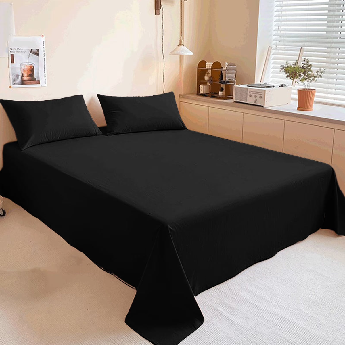 King Size Microfiber Sheets, Black C888