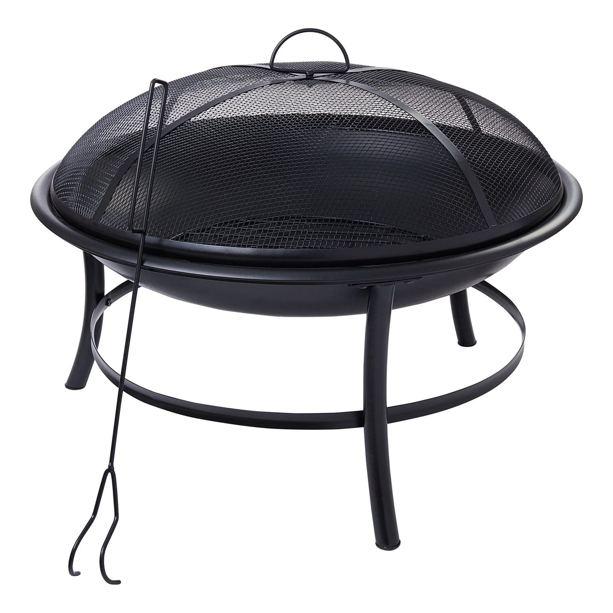 Black Round Iron Wood Burning Fire Pit L566912