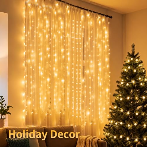 2 Packs LED Curtain String Lights 8FT x 7FT Waterproof Warm White N131